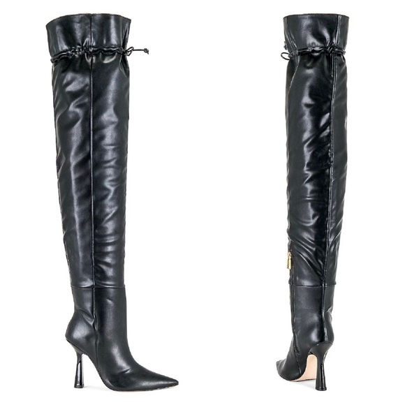 Good American “Carla” Over The Knee Black Boots Ultra High Spool Heel Sz 10 - Picture 6 of 6